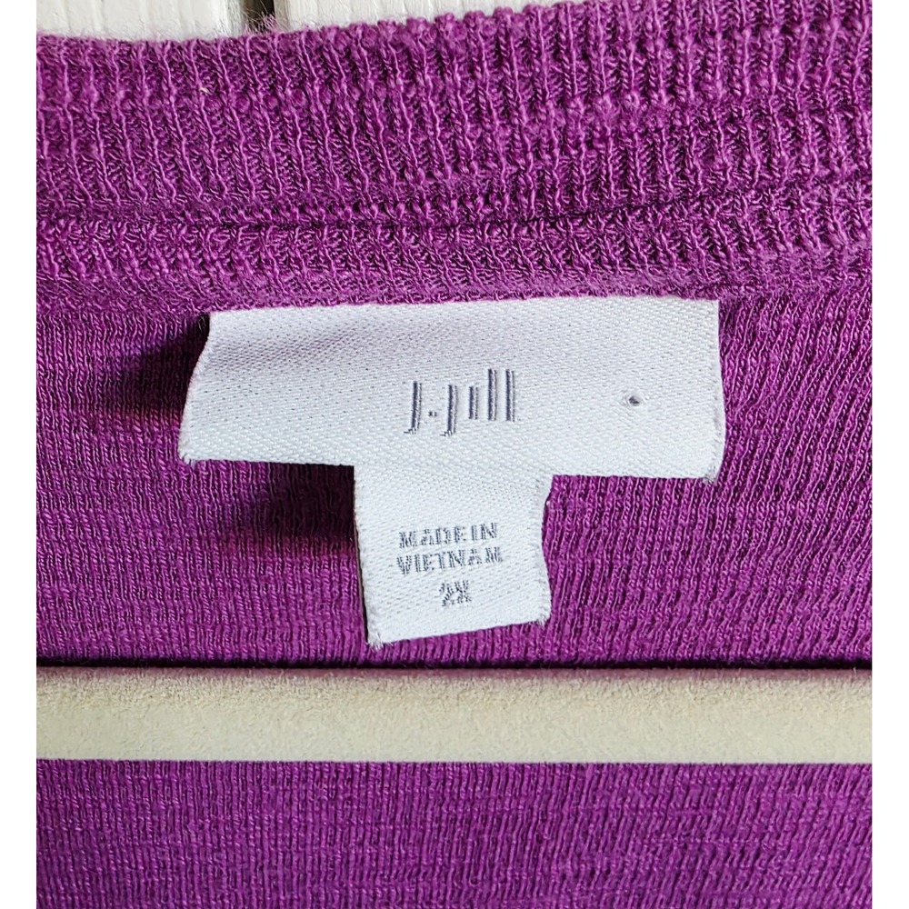 J Jill 2X Purple Textured Henley Shirt 3/4 Sleeve Women's Waffle Weave Cotton - Picture 5 of 8